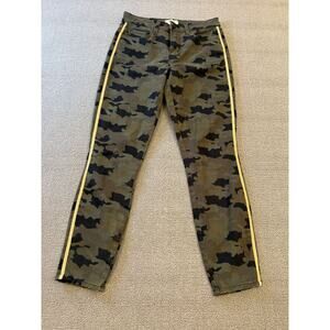 L'AGENCE Women's Camouflage Skinny‎ Jeans 26 Green Black Yellow Side Stripe